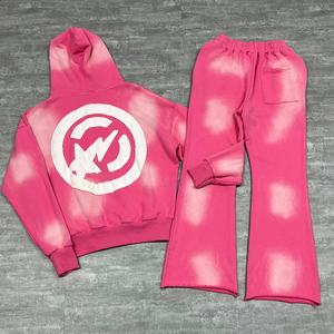 Ensemble survêtement et sweat-shirt en molleton épais délavé au soleil, molleton français, broderie personnalisée, lavage à l'acide, survêtement ample pour homme - Product Image 2