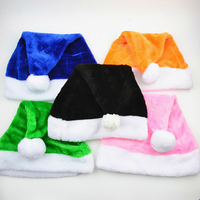 Vente en gros de chapeaux de Noël en flanelle de luxe de haute qualité, chapeaux de Père Noël en peluche colorés de luxe pour adultes, vente chaude pour l'hiver
