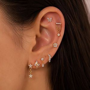 Nuovo Arrivo Orecchini Pendenti di Lusso in <span class=keywords><strong>Titanio</strong></span> ASTM F136 con Zirconi Misti a Farfalla e Luna, con Base Piatta, per <span class=keywords><strong>Piercing</strong></span> alla Cartilagine - Product Image 2