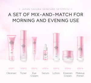 Ensemble <span class=keywords><strong>de</strong></span> soins <span class=keywords><strong>de</strong></span> la peau LAIKOU Japan Sakura sans cruauté, 7 pièces, essentiels pour le <span class=keywords><strong>soin</strong></span> du visage des femmes, ensemble éclaircissant, ensemble <span class=keywords><strong>de</strong></span> soins <span class=keywords><strong>de</strong></span> la peau naturel au sakura - Product Image 6