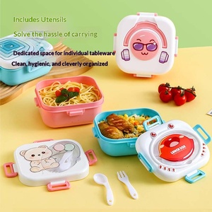 Boîte à lunch pour enfant en forme de carton adorable avec cuillère et fourchette, boîte bento en PP avec fermeture, conteneur alimentaire pour fruits et collations - Product Image 1