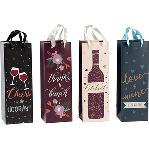 Sacs cadeaux élégants pour le vin avec poignées en ruban de satin Sacs de bouteilles en <span class=keywords><strong>papier</strong></span> de qualité supérieure pour les cadeaux de champagne et de vin - Product Image 1