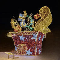 Sculpture de boîte cadeau de Noël 3D lumineuse pour l'extérieur, affichage LED pour sentier lumineux de pays des merveilles hivernales