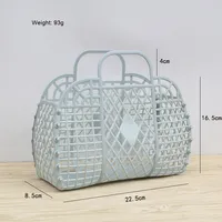 Panier de rangement de salle de bain en plastique en forme de diamant avec fermeture ouverte motif bonbon doux douche à main et panier de lavage