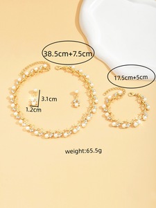 Juego de Joyería de Lujo con Collar, Aretes y Pulsera de Perlas, Tres Piezas, para Mujer, Moda, Alta Gama, para Novia, Boda - Product Image 5