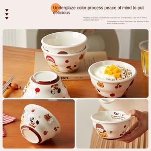 ชามข้าวเซรามิกเคลือบสีใต้เคลือบ ขนาด 4.5 นิ้ว ชามเล็กสำหรับใช้ในบ้าน ใช้กับไมโครเวฟได้ ลายการ์ตูนน่ารัก สไตล์สร้างสรรค์ ผลิตจากโรงงาน - Product Image 2