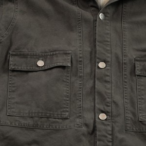 Veste de travail en <span class=keywords><strong>toile</strong></span> personnalisée avec logo, coupe courte, style camionneur, doublure en flanelle vintage, détails de charpentier durables, pour usage quotidien - Product Image 2