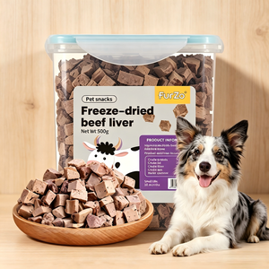 Friandises pour chiens bio lyophilisées en gros : cubes <span class=keywords><strong>de</strong></span> <span class=keywords><strong>foie</strong></span> <span class=keywords><strong>de</strong></span> bœuf et <span class=keywords><strong>de</strong></span> <span class=keywords><strong>canard</strong></span>, friandises d'entraînement pour chiens, collations pour animaux <span class=keywords><strong>de</strong></span> compagnie en extérieur - Product Image 1