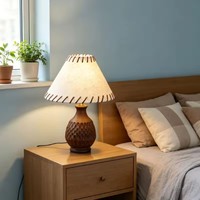 Lampe de table en tissu décoratif, abat-jour en tissu, ampoule E27, prise EU AU US, noir, marron, bois, lampe de bureau pour chambre, bureau, salon