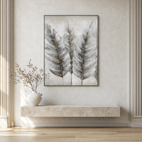 Peinture sur toile de haute qualité, art abstrait, feuille noire et blanche texturée, style botanique tropical moderne, décoration murale