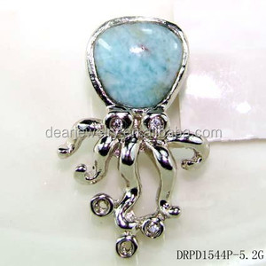 2019 Newest 925 Silver Pendant Palm Tree Natural <strong>Larimar</strong> <strong>Jewelry</strong> - Product Image 4