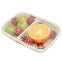 Boîtes à salade rectangulaires biodégradables en papier kraft de qualité alimentaire de 750/900/1000/1300 ml avec couvercle en PET, livraison de restaurant, gaufrage