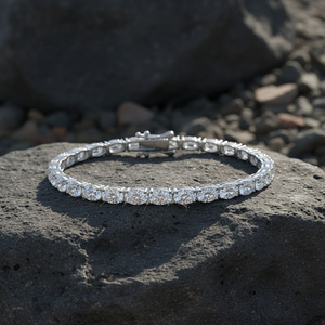 Women's 925 Sterling Silver Tennis <b>Bracelet</b> With Round Moissanite Stones Channel Setting Classic Everyday Wear Jewelry - Product Image 4