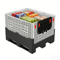 Conteneur empilable robuste et pliable, boîte pliable en plastique, caisse pliable pour le transport de fruits ou légumes, tomates, pommes de terre