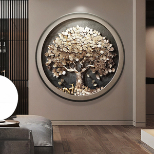 Cây Vàng vẫn còn sống dầu giấy kim cương tăng cường bức Tranh phong cảnh bức tranh tường nghệ thuật tường LED tròn trang trí nội thất - Product Image 4