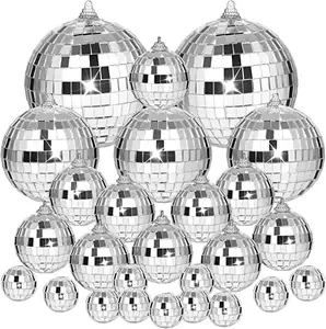 Vente en gros pas cher argent boule disco miroir suspendu fête carnavals décorations de noël