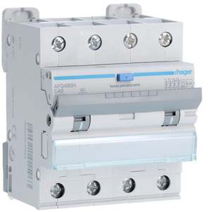 AFQ490H Personalizzabile con Hagers RCBO 10000A 4P curva C 40A tipo AC 300mA 4M - Product Image 1
