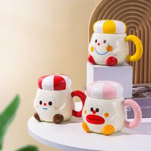Taza de Cerámica con Diseño de Payaso, Tapa Divertida, Patrón de Dibujos Animados para Parejas, Ecológica, 480 ml, Forma Irregular, Multicolor, para Desayuno - Product Image 6