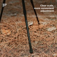 Table ronde de camping légère à hauteur réglable ; Table à thé pliable portable à trois pieds et support – Mobilier d'extérieur