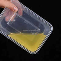 Boîtes alimentaires carrées jetables en plastique PP, vente en gros d'usine, emballages alimentaires faciles à emporter, boîtes à lunch à emporter.