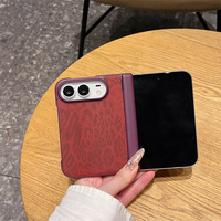 Étui de téléphone à texture imprimé léopard avec charnière pour iPhone 18 Duo Fold, compatible avec la charge magnétique sans fil, protection antichoc