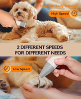 Tondeuse à poils pour animaux de compagnie rechargeable automatique à 2 vitesses, 4 en 1, sans fil, silencieuse, avec tondeuse pour pattes et lime à ongles (céramique)