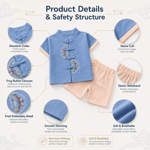 Completo Sportivo Estivo per Ragazzi, Abbigliamento Estivo Alla Moda per Bambini, Set Due Pezzi con Maniche Corte in Denim Patchwork - Product Image 4