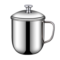 Mug à café isotherme en acier inoxydable de qualité alimentaire avec couvercle et poignée, tasse de bureau écologique au design moderne pour la maison, le bureau et les fêtes