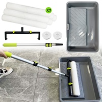 Kit de peinture industriel DIY : Rouleau de peinture en polyester de 18 po, ensemble de 10 pièces, perche d'extension de 4,7 pi, bac et pinceau pour peinture de grandes surfaces en hauteur