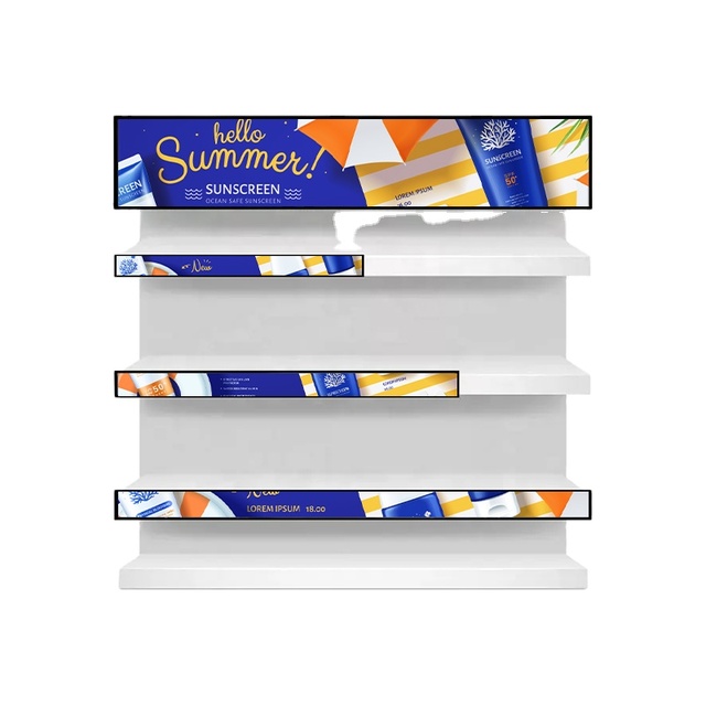 Strip Shelf Edge Advertising LCD Display Wide Lcd Panel Sign Supermarket Shelf Bar Screen
