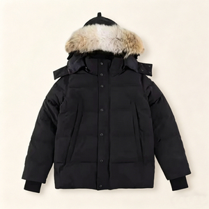 Veste matelassée imperméable et coupe-vent de qualité supérieure GYQ, parka d'<span class=keywords><strong>hiver</strong></span> en duvet d'oie épaisse avec garniture en fourrure de coyote authentique - Product Image 1