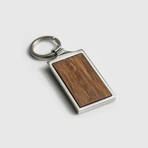 Personalize Custom Metal Key Chain Rectangle Round Plain Accessories Engrave Logo Keyring Blank Wooden Wood Keychain