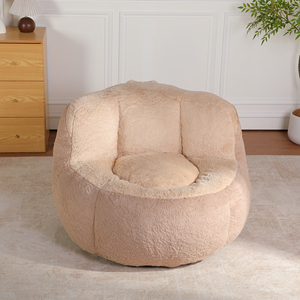 Fauteuil pouf ergonomique surdimensionné rond, canapé pouf individuel en tissu doux pour usage intérieur à la maison - Product Image 1