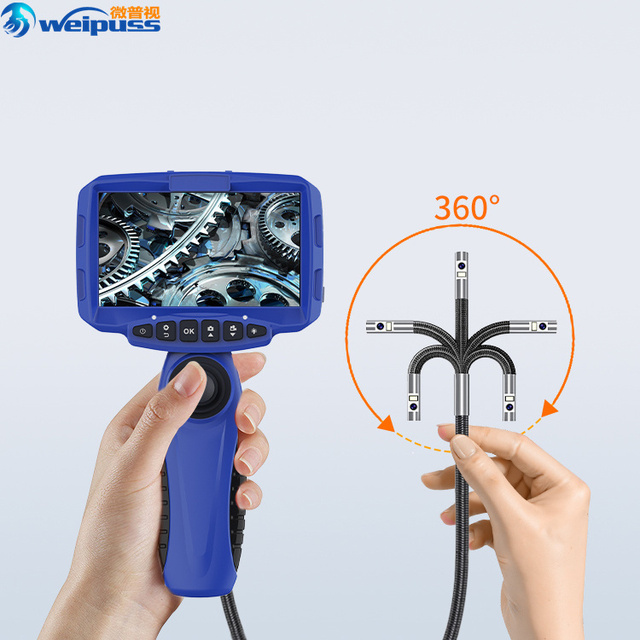4 Way Video Endoscope Pipe Inspection Camera 5 Inch Dual Lens Industrial High Definition 360 Degree Borescope Endoscope Camera