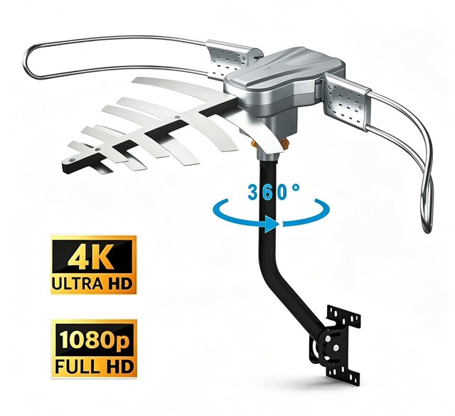 Walito WA-2805 4K HD Outdoor TV Antenna Pole Mount 360 Remote Control Rotatable Foldable Structure 40-862MHz Freeview Plastic