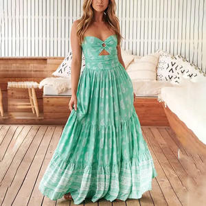 Robes décontractées élégantes de bohème vintage personnalisées Robe longue en lin pour femmes de haute qualité - Product Image 6