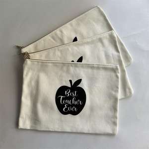 Bolsas de polvo de cosméticos de lona natural Bolsa de algodón con cremallera Bolsa de almacenamiento de maquillaje de viaje Embalaje con logotipo - Product Image 1