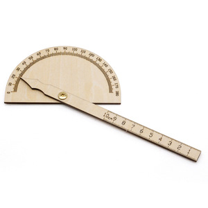 Regla de ángulo de 180 grados de madera para niños, juguete educativo de ciencia DIY, modelo de transportador, forma geométrica, control manual - Product Image 1