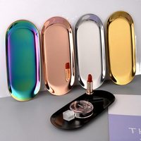 Plateau de service ovale en acier brillant de qualité supérieure |   Organisateur de rangement durable à un seul niveau |   Essentiel pour le salon et le bureau à domicile