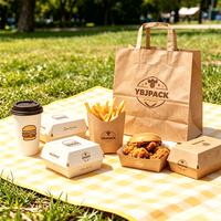 Boîte à frites en papier recyclable avec logo personnalisé, emballage pour hamburgers et poulet à emporter, pour la restauration rapide