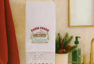 Serviette de table rustique en coton et lin, motif sapin de Noël, pour invités, décoration festive pour la maison, la cuisine et la salle de bain - Product Image 2