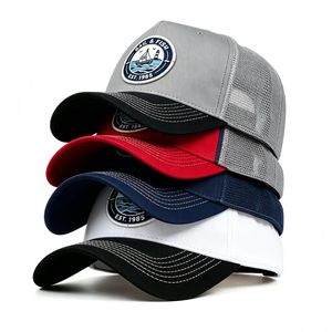 หมวกแก๊ปตาข่ายระบายอากาศพร้อมโลโก้ปักลายขนส่ง หมวกเบสบอลแบบ Snapback สไตล์วินเทจสำหรับกีฬากลางแจ้ง - Product Image 5