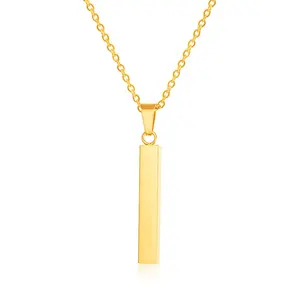 Wholesale 18K Gold Plated Engraved Men's Stainless Steel Stick Bar Pendant Necklaces
