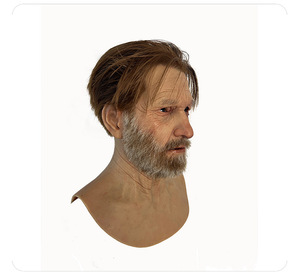 Golden Long-Haired Derby -realistic Human Skin Texture Full-head Silicone Role-playing Simulation Mask <b>Makeup</b> Prop - Product Image 4