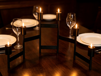 Candélabre pliable en métal à 6 bras, porte-bougie conique noir, petit volume d'emballage, décoration de centre de table pour mariage, fête à domicile