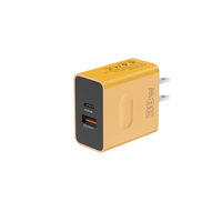 Adaptador de Corriente USB C de Alta Calidad con Enchufe para Reino Unido, UE y EE. UU., 38 W, Cargador Rápido con 1 Puerto USB C + 1 Puerto USB A y Cable Tipo C