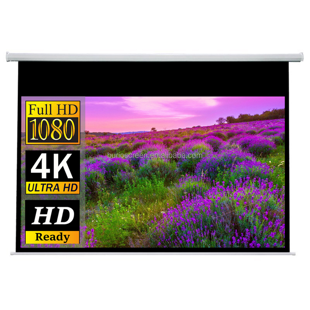 Home Cinema 100" Projector Screen Motorized High Gain Matte White Electric Projection Screen 16:9