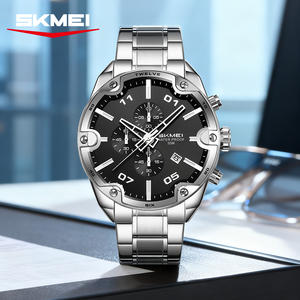 Montre chronographe à quartz personnalisée pour homme, bracelet en acier inoxydable, grand cadran à trois aiguilles, logo OEM personnalisé, cadeau de luxe - Product Image 6