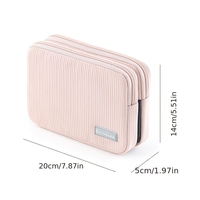 Pochette de maquillage moderne en velours côtelé, organiseur de voyage avec compartiments à double fermeture éclair pour cosmétiques, modèle chinois BBC2316
