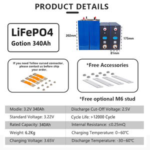 SOEC Gotion 340Ah yüksek kapasiteli prizmatik LFP lityum iyon hücreleri 12000 derin döngüsü güneş sistemi pil 3.2V 280ah 314Ah Lifepo4 - Product Image 2